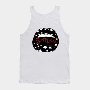 SMU Lips BW Red Script Stars Tank Top